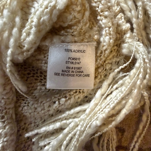 Olivia Sky Cream Open-Knit Tassel Fringe Sweater - Size 1X - Picture 9 of 9